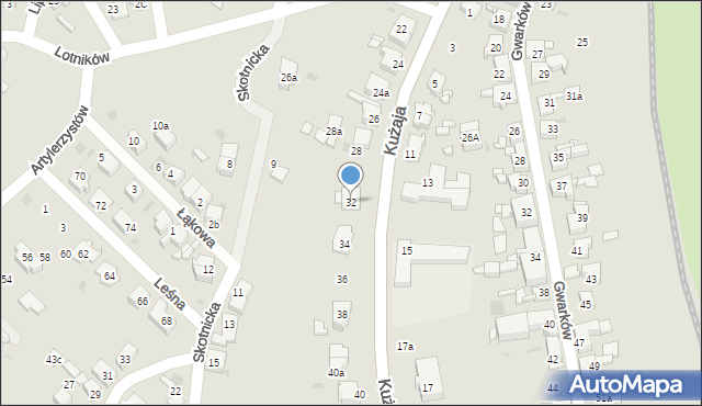 Radzionków, Kużaja Jana, 32, mapa Radzionków