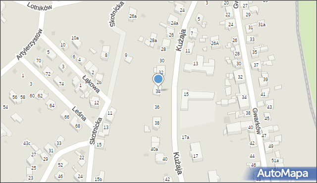 Radzionków, Kużaja Jana, 34, mapa Radzionków