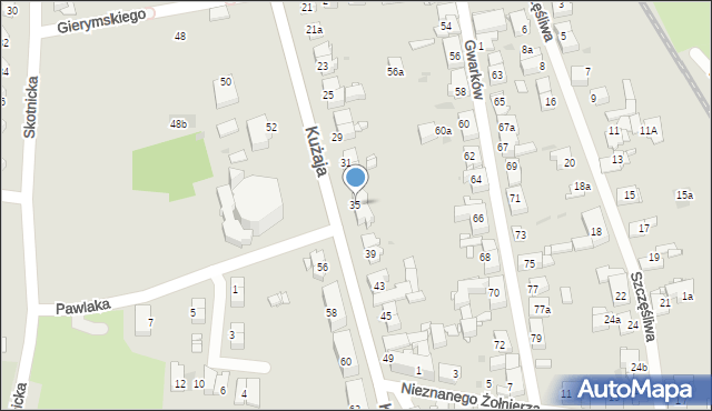 Radzionków, Kużaja Jana, 35, mapa Radzionków