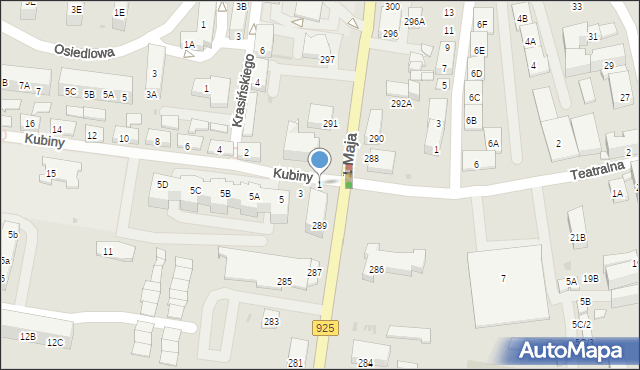 Ruda Śląska, Kubiny Pawła, 1, mapa Rudy Śląskiej