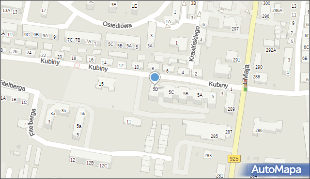 Ruda Śląska, Kubiny Pawła, 5D, mapa Rudy Śląskiej