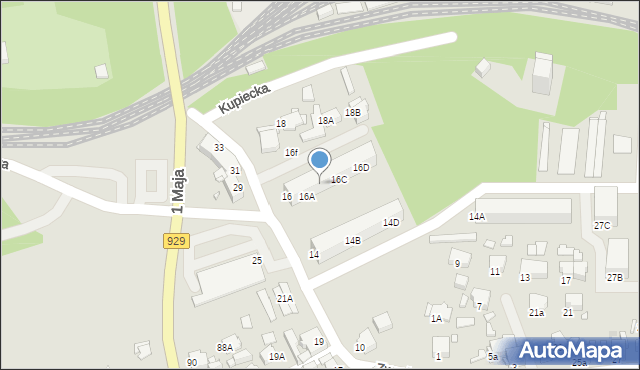 Rybnik, Kupiecka, 16B, mapa Rybnika
