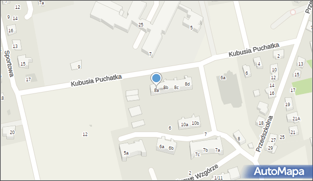 Sierakowice, Kubusia Puchatka, 8a, mapa Sierakowice