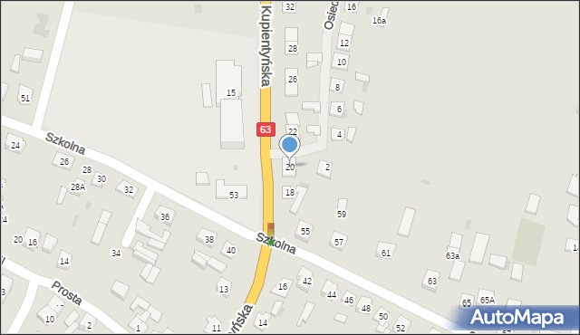 Sokołów Podlaski, Kupientyńska, 20, mapa Sokołów Podlaski