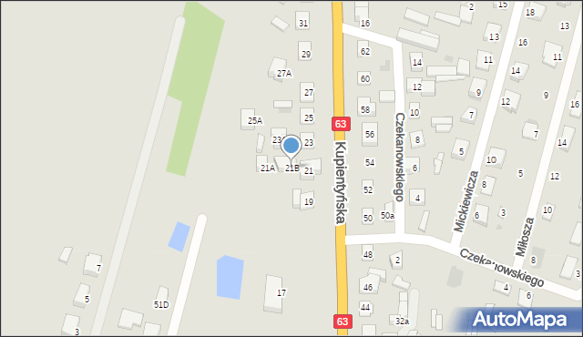 Sokołów Podlaski, Kupientyńska, 21B, mapa Sokołów Podlaski