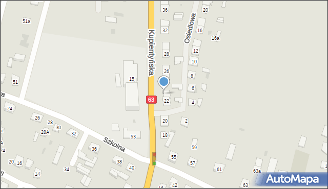 Sokołów Podlaski, Kupientyńska, 22a, mapa Sokołów Podlaski