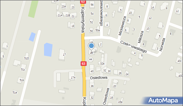 Sokołów Podlaski, Kupientyńska, 46, mapa Sokołów Podlaski