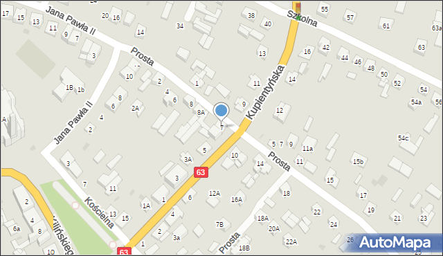 Sokołów Podlaski, Kupientyńska, 7, mapa Sokołów Podlaski