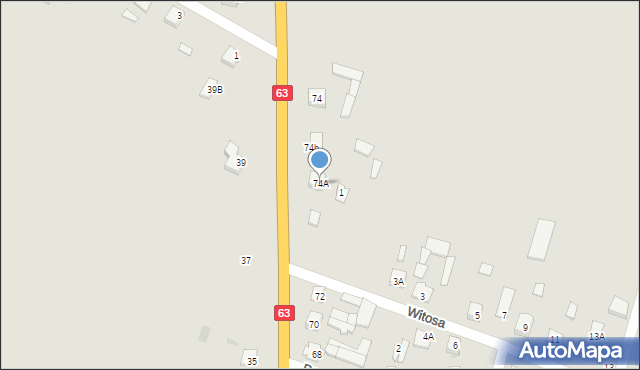 Sokołów Podlaski, Kupientyńska, 74A, mapa Sokołów Podlaski