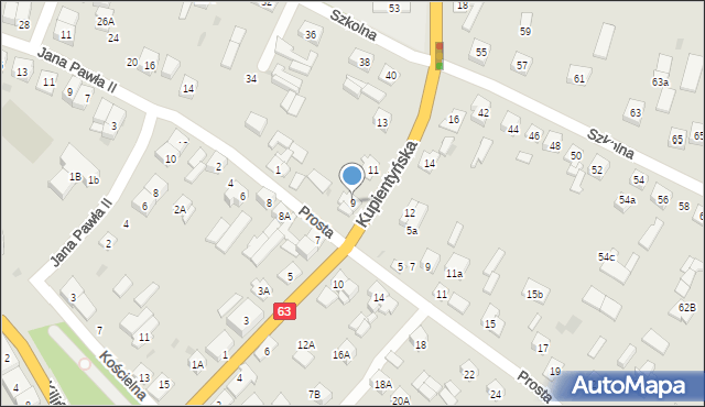 Sokołów Podlaski, Kupientyńska, 9, mapa Sokołów Podlaski