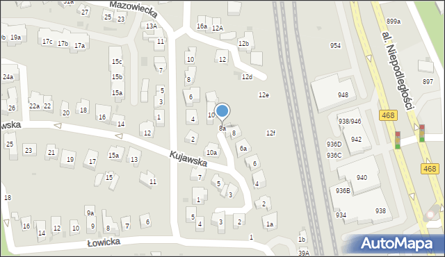 Sopot, Kujawska, 8a, mapa Sopotu