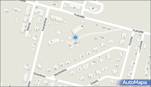 Sosnowiec, Kukułek, 51k, mapa Sosnowca