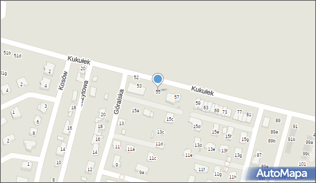 Sosnowiec, Kukułek, 55, mapa Sosnowca