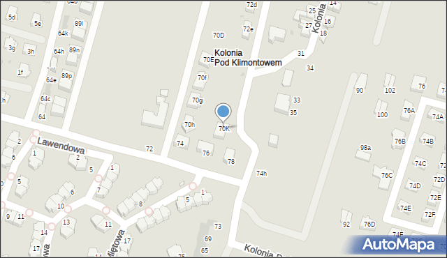 Sosnowiec, Kukułek, 70K, mapa Sosnowca