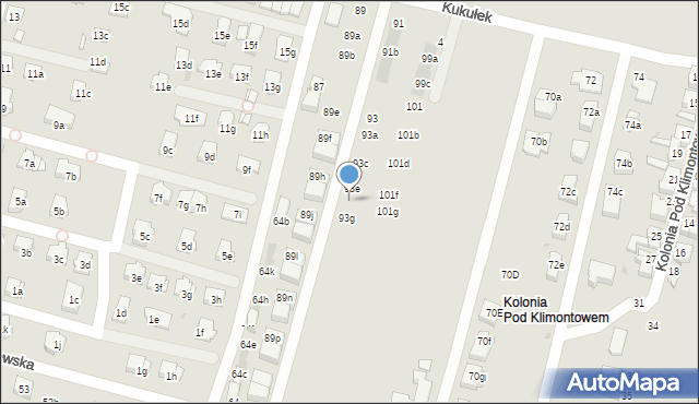 Sosnowiec, Kukułek, 93f, mapa Sosnowca