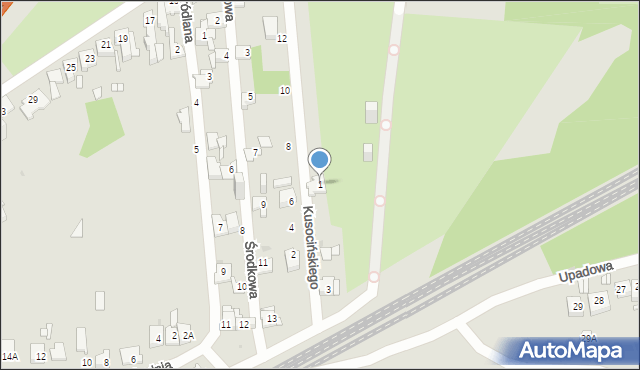 Sosnowiec, Kusocińskiego Janusza, 1, mapa Sosnowca