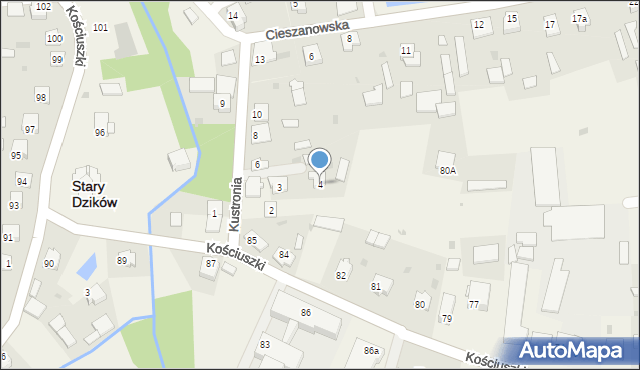 Stary Dzików, Kustronia Józefa, gen., 4, mapa Stary Dzików