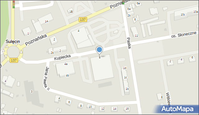 Sulęcin, Kupiecka, 4, mapa Sulęcin