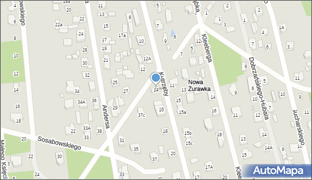 Sulejówek, Kutrzeby, 14, mapa Sulejówek