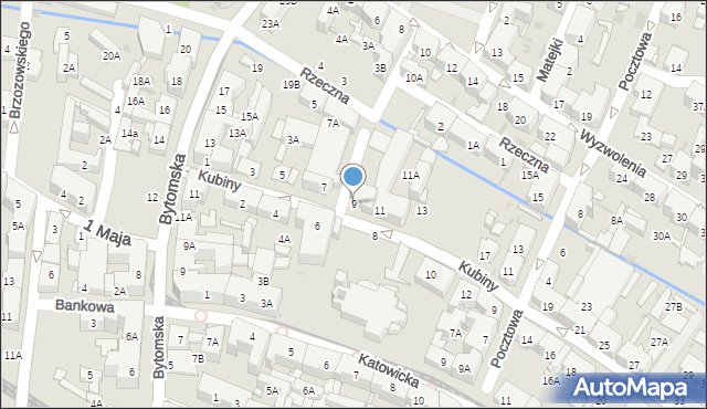 Świętochłowice, Kubiny Teodora, ks. bp., 9, mapa Świętochłowice