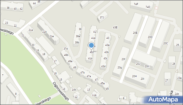 Szczecin, Kusocińskiego Janusza, 41c, mapa Szczecina