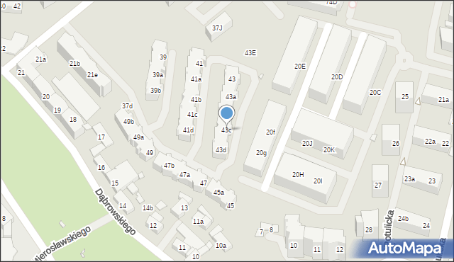 Szczecin, Kusocińskiego Janusza, 43c, mapa Szczecina