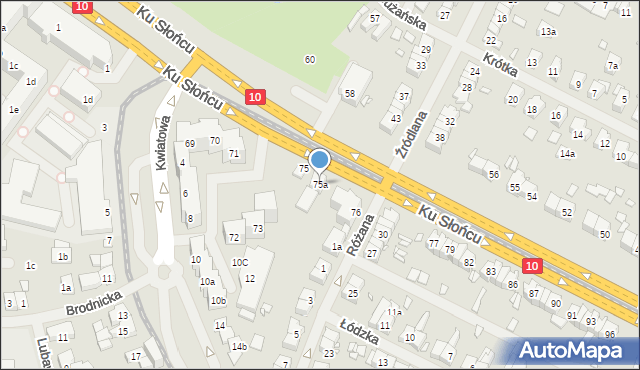 Szczecin, Ku Słońcu, 75a, mapa Szczecina