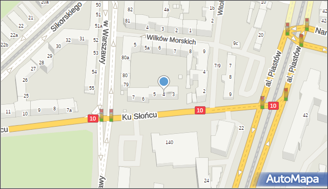 Szczecin, Ku Słońcu, 4, mapa Szczecina