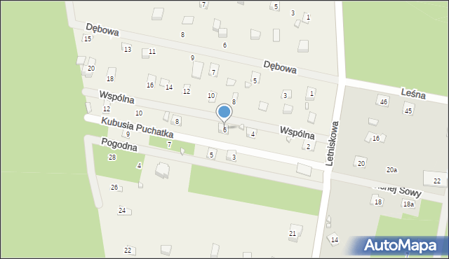 Tartak Brzózki, Kubusia Puchatka, 6, mapa Tartak Brzózki