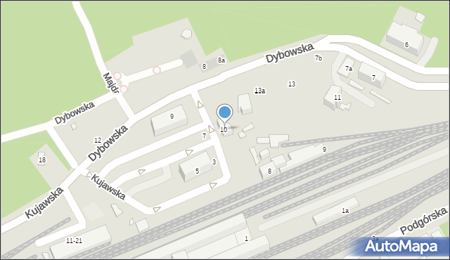 Toruń, Kujawska, 10, mapa Torunia