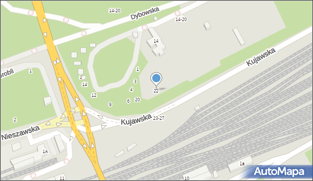 Toruń, Kujawska, 22, mapa Torunia