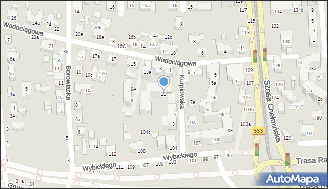 Toruń, Kurpiowska, 11, mapa Torunia