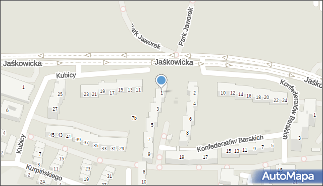 Tychy, Kubicy Melchiora, 1, mapa Tychów