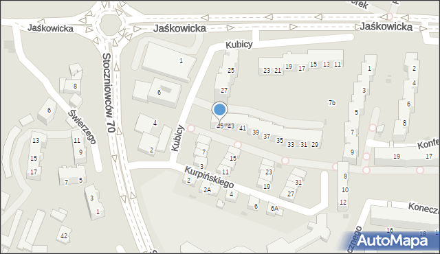 Tychy, Kubicy Melchiora, 45, mapa Tychów