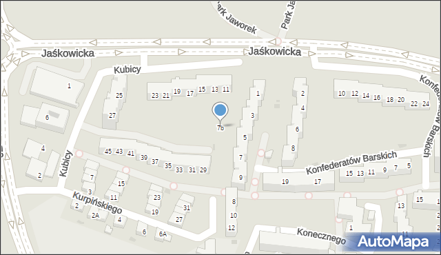 Tychy, Kubicy Melchiora, 7b, mapa Tychów