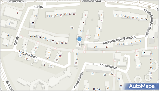 Tychy, Kubicy Melchiora, 9, mapa Tychów