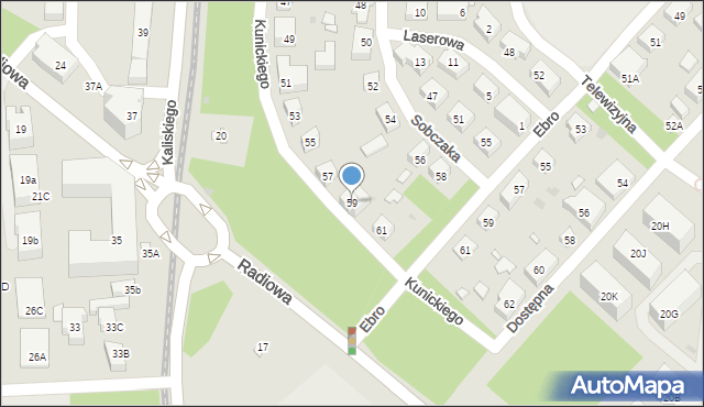 Warszawa, Kunickiego Stanisława, 59, mapa Warszawy