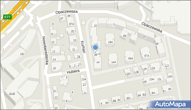 Warszawa, Kurhan, 16, mapa Warszawy