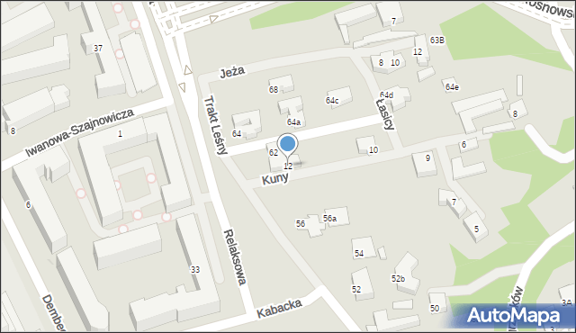 Warszawa, Kuny, 12, mapa Warszawy