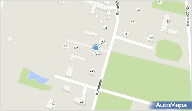 Warszawa, Kurantów, 13, mapa Warszawy