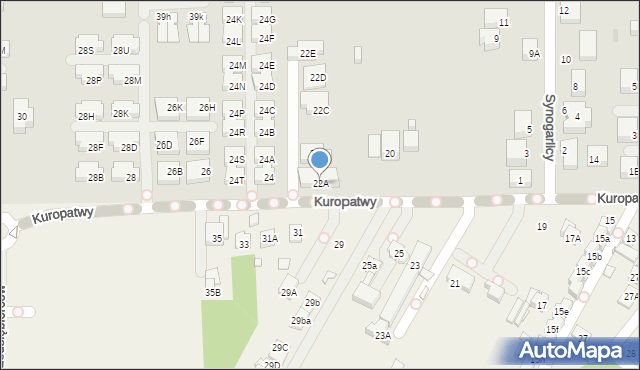 Warszawa, Kuropatwy, 22A, mapa Warszawy