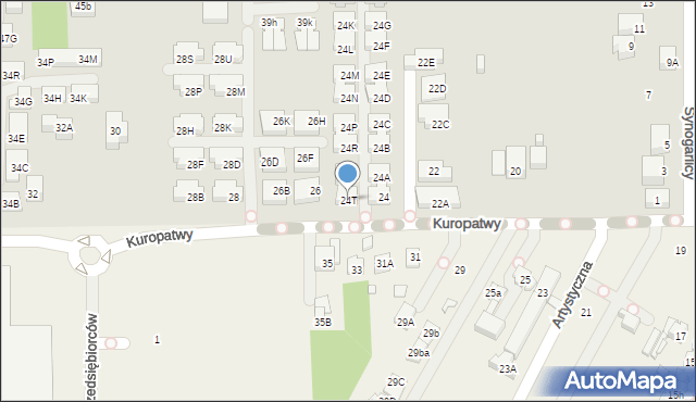 Warszawa, Kuropatwy, 24T, mapa Warszawy