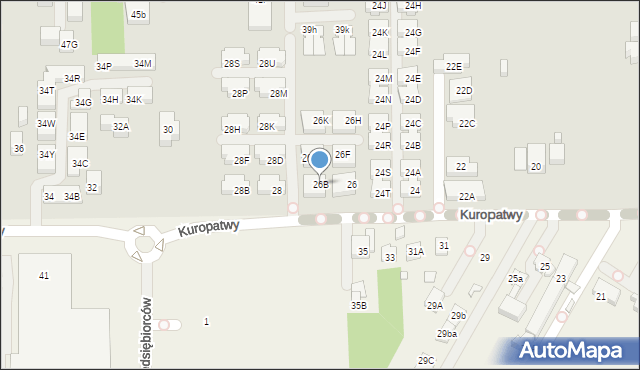 Warszawa, Kuropatwy, 26B, mapa Warszawy