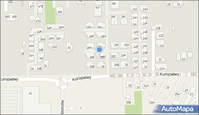 Warszawa, Kuropatwy, 28E, mapa Warszawy