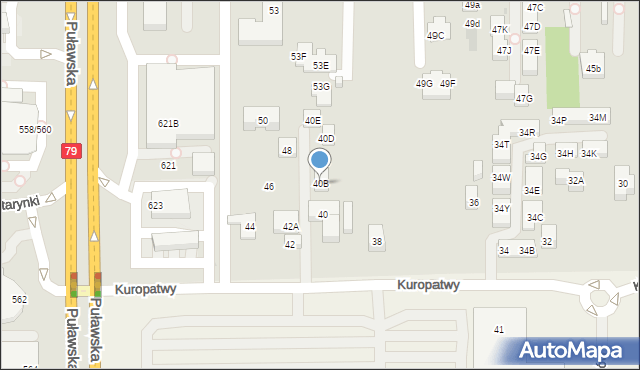 Warszawa, Kuropatwy, 40B, mapa Warszawy