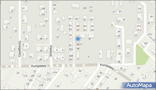Warszawa, Kuropatwy, 8C, mapa Warszawy
