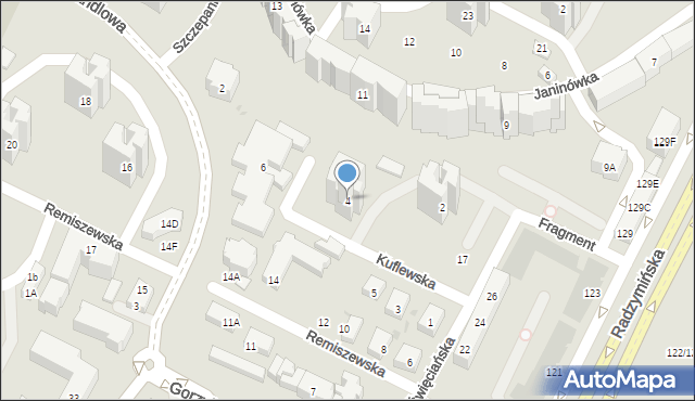 Warszawa, Kuflewska, 4, mapa Warszawy