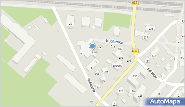 Warszawa, Kuglarska, 4, mapa Warszawy