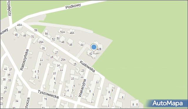 Warszawa, Kudowska, 42A, mapa Warszawy