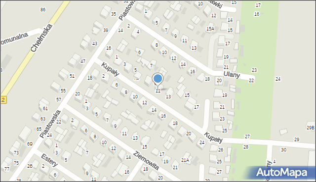 Włodawa, Kupały, 11, mapa Włodawa